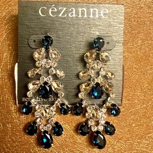 New Cezanne blue stone earrings silver fancy
